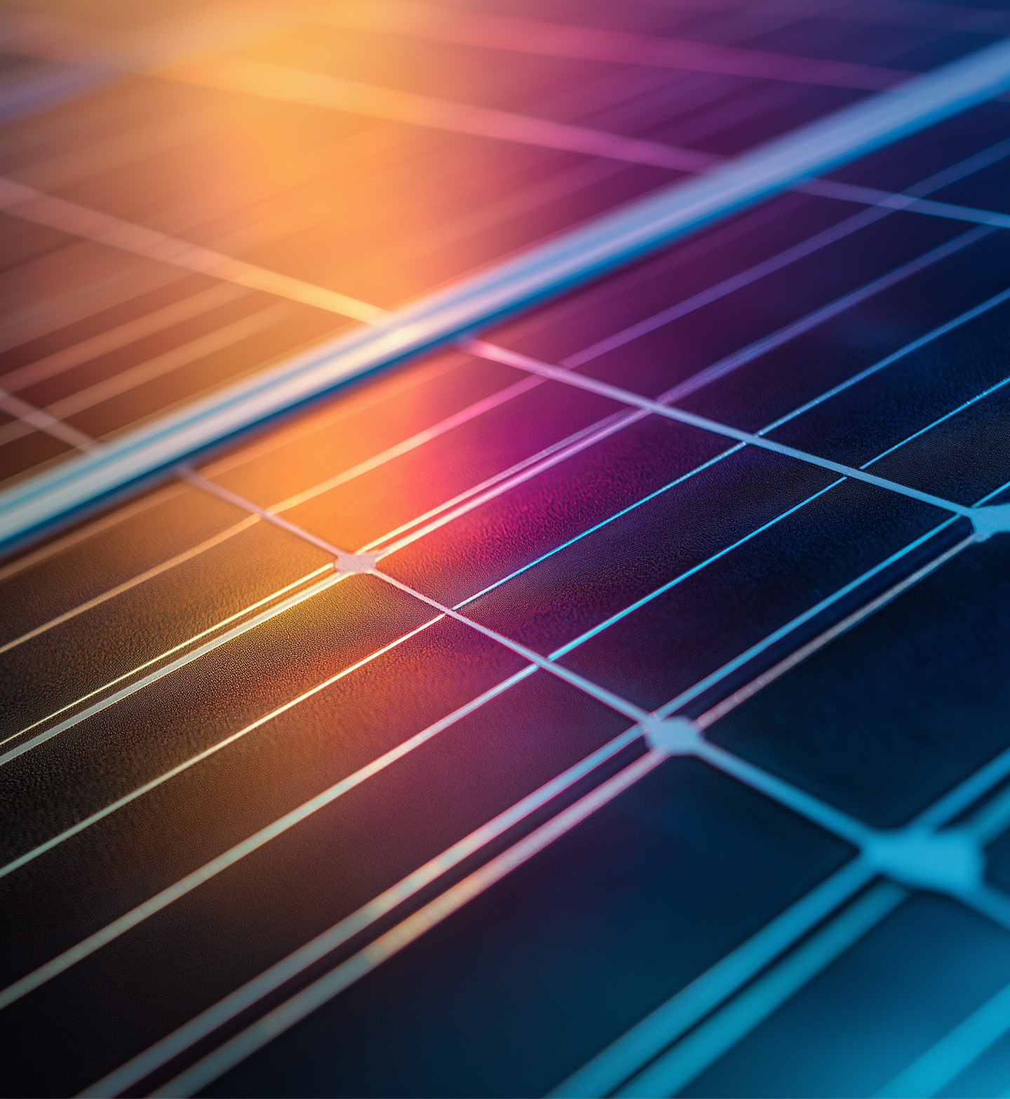 Scattered sunlight rays falling on a solar panel